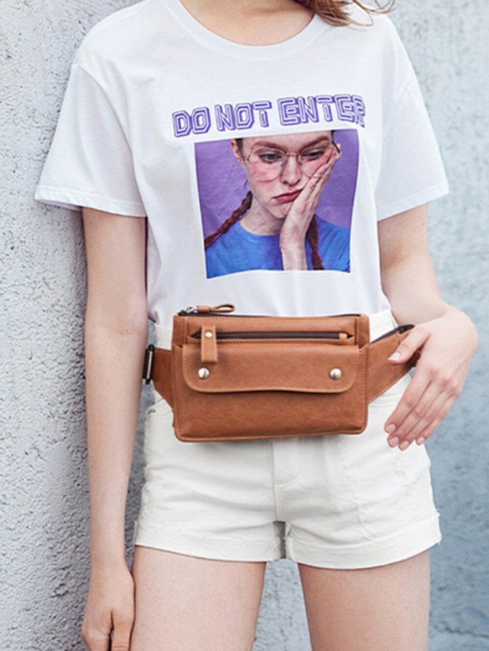 Unisex Slim Fanny Pack, Genuine Leather Waist Bag Bum Bag with Adjustable Strap